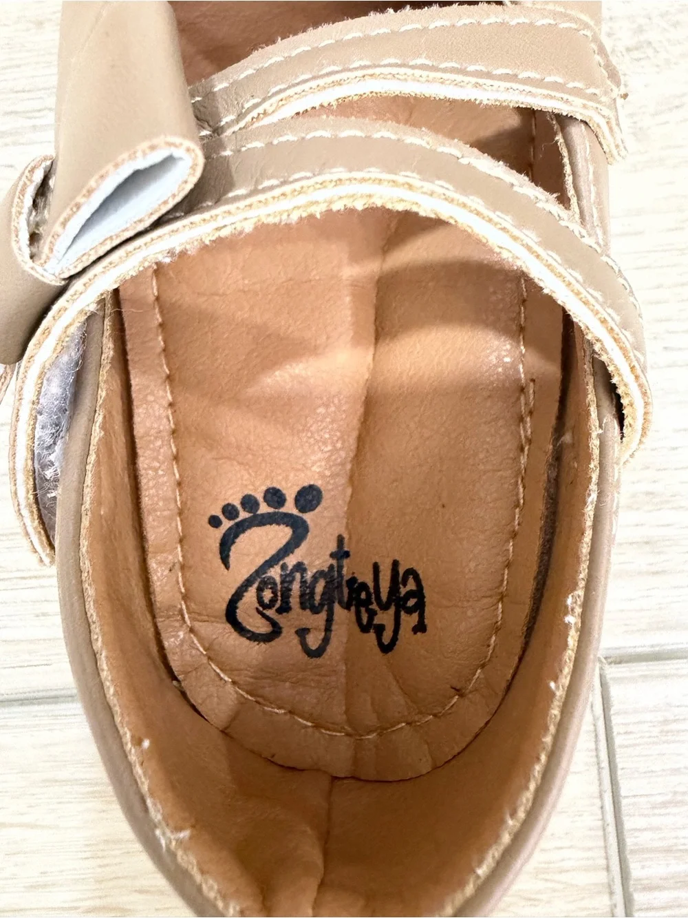 Source Unknown Tan Bow Strap Baby Mary Jane Shoes